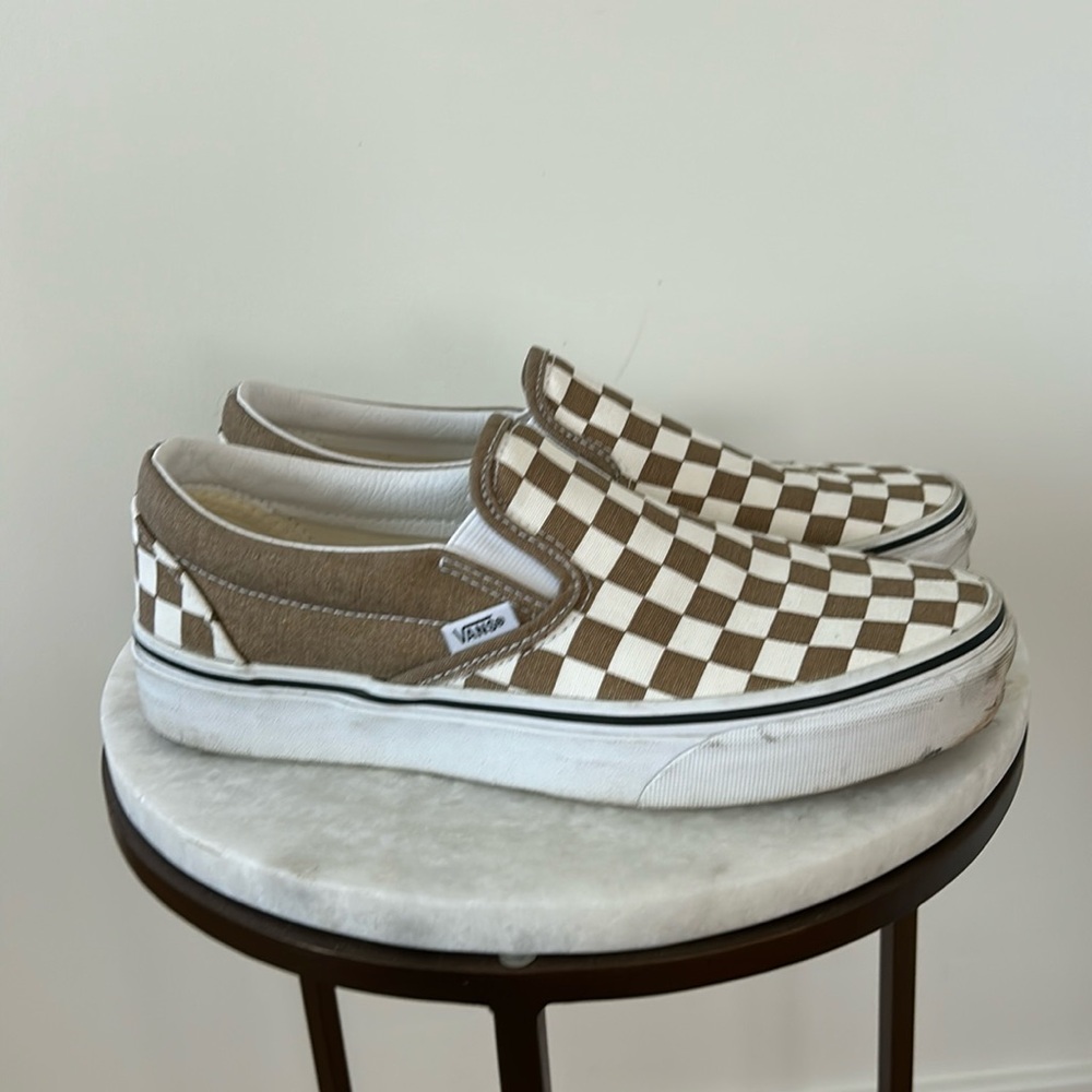 Vans Checkerboard Slip Ons Gold/White US W8 (like new)